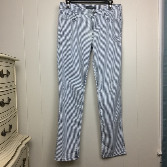 Level 99 Lily Skinny Straight Jeans Blue & white Railroad Stripe Women’s Size 28 - Picture 12 of 15